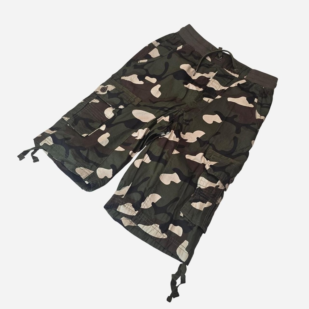 Nova Kids‎ Y2K Camo Cargo Shorts Green & khaki Adjustable waistband